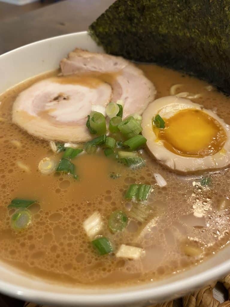 up close on a bowl of ramen